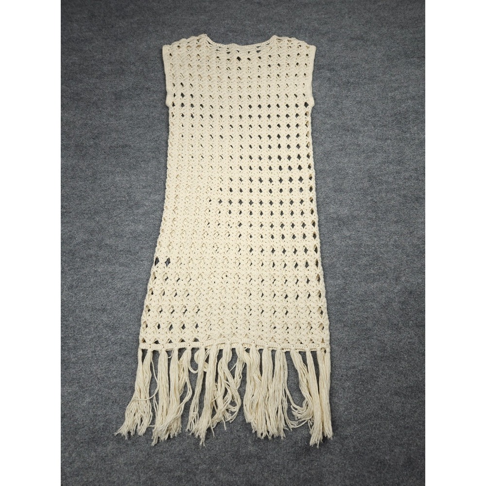 Eleven Six Shaya Crochet Dress Women's XS/S Ivory Cotton Knit Tassels - Picture 3 of 10